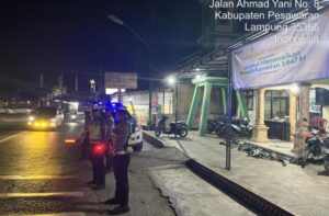 Jaga Kamtibmas di Bulan Ramadan, Satlantas Pesawaran Gelar Patroli Blue Light